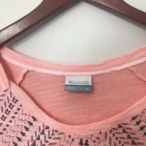 Columbia Peach Pink Tribal Graphic 3/4 Sleeve Top - Picture 2 of 6